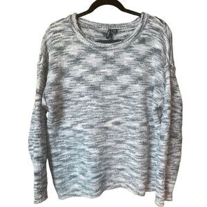 ETHYL Long Sleeve Gray/White Patterned Pullover Knit Sweater. Size Large